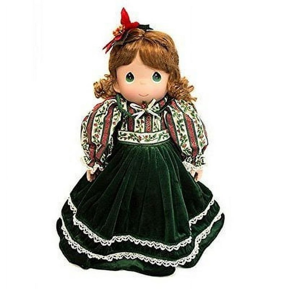 Precious Moments Vinyl Doll 12" Holiday Christmas Green Velvet Dress 1155 2004
